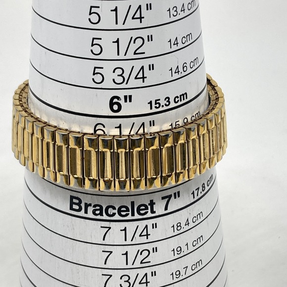 Vtg Armitron Watch Men 30mm Gold Tone Day Date Glitter Stretch Band New Battery - Picture 12 of 15